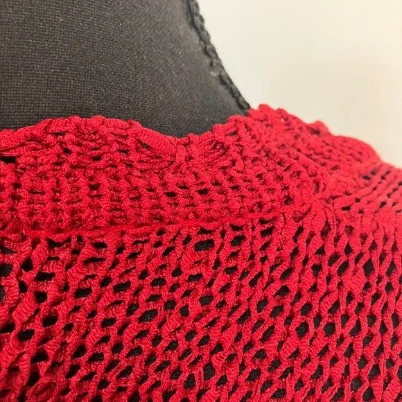 SAG Harbor cherry, red crochet cardigan - Picture 2 of 10